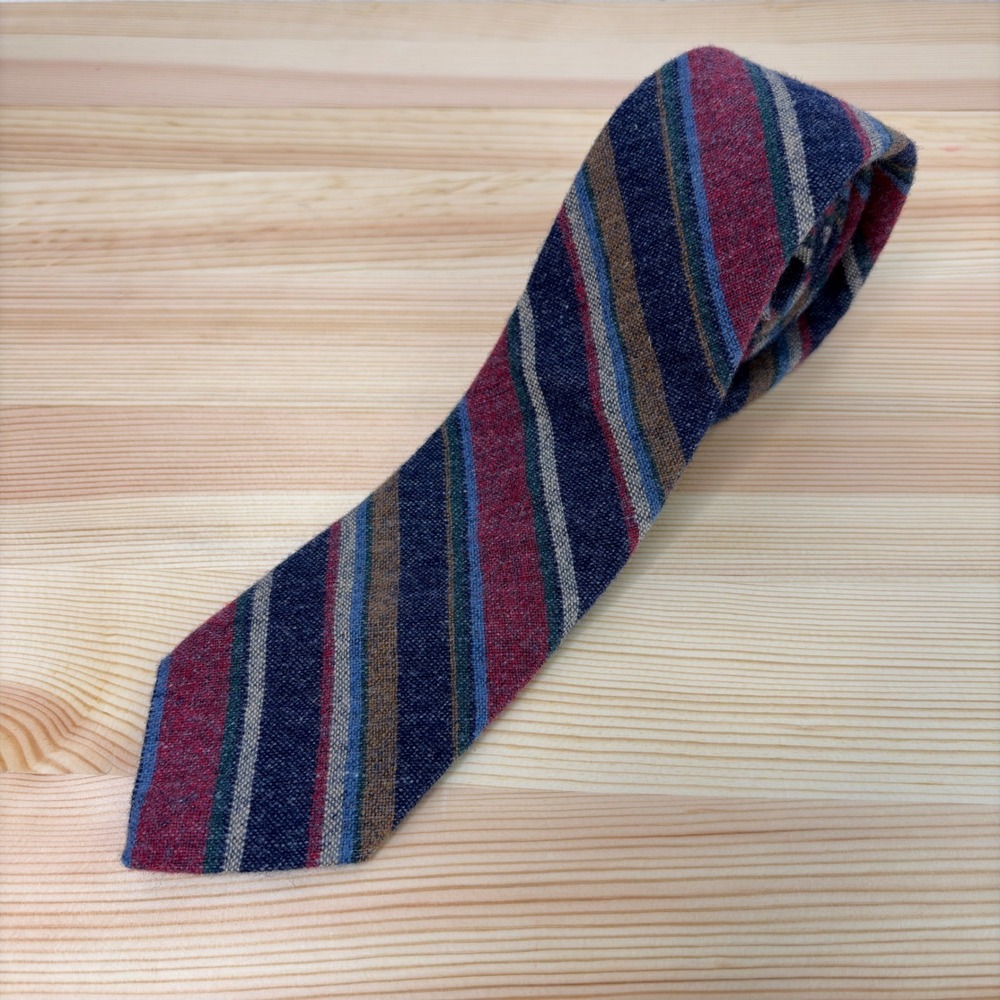 Vtg JOHN HENRY Lancashire Saxony‎ Wool Tie Men Colorful Striped Woven in England